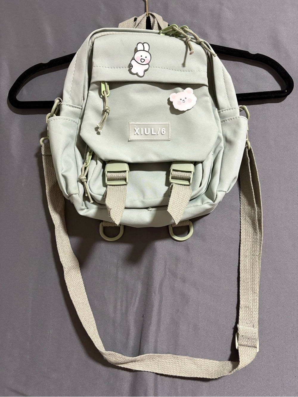 Mint Green Mini Backpack with Cute Pin Accents